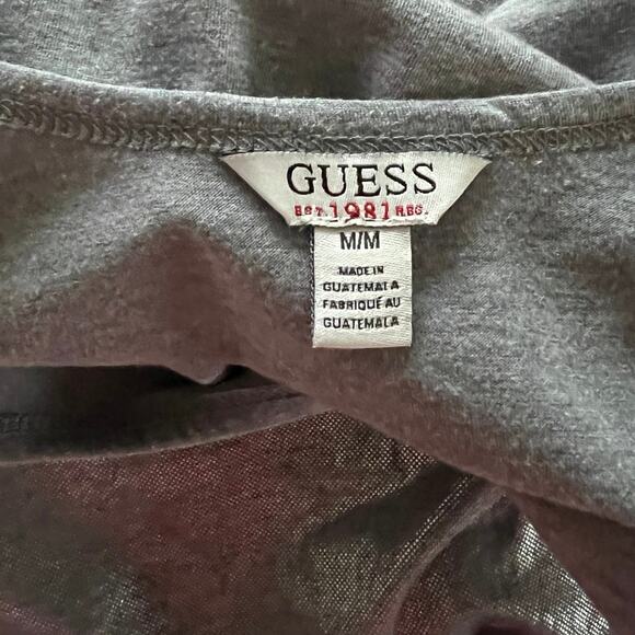 GUESS Metallic Front Logo Tank Top Sz LG Gray Jersey Scoop Neck Sleeveless - Picture 5 of 8